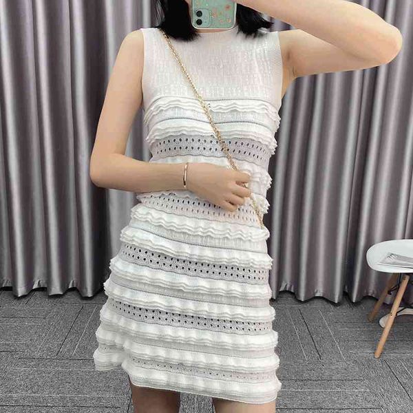 

casual dresses camellia hollow out multi-layer sleeveless vest skirt h version summer waist trimming thin cake dress dgjc, Black;gray