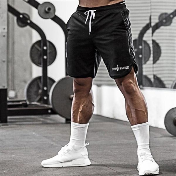 

summer brand mesh quick dry fitness shorts men gym knee length bodybuilding active joggers workout sweat short pants 220722, White;black