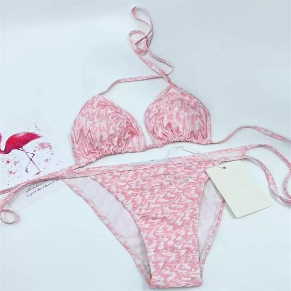 

women bikini set lace up triangle two piece swimsuit lady fashion letter printed bathing suits female luxurys de321y