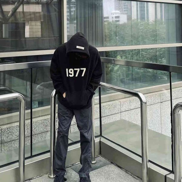 

fashion tide brand men's new luxury all-match sweater wholesale spring and flocking printing couple hoodie, Black