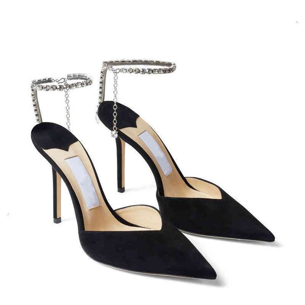 

bing luxurious ladies dress shoes pumps women's high heels crystals ankle strap point toe embellishment sandals elegant wedding a182, Black