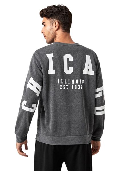 

men letter graphic thermal lined sweatshirt b2gb#, Black