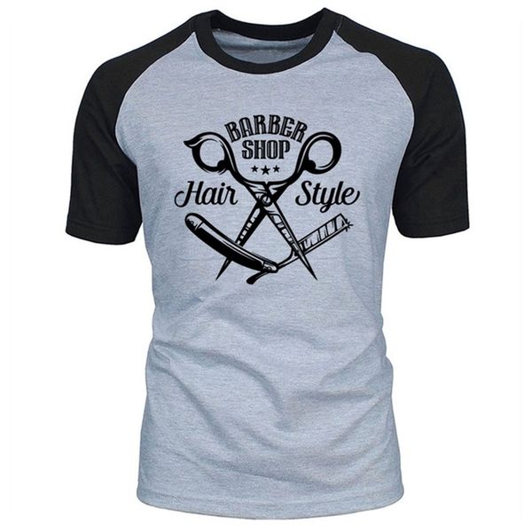 

barbershop scissors hair printing oneck 100% cotton barber tshirt tee casual loose size summer fashion mens t shirt220622, White;black