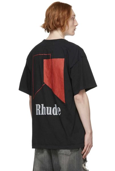 

2022 newrhude 22ss print short sleeve t-shirt, White;black