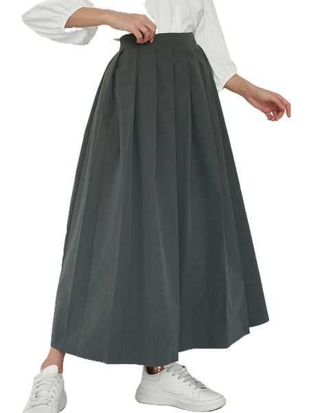 

high waist pleated skirt f4vs#, Black