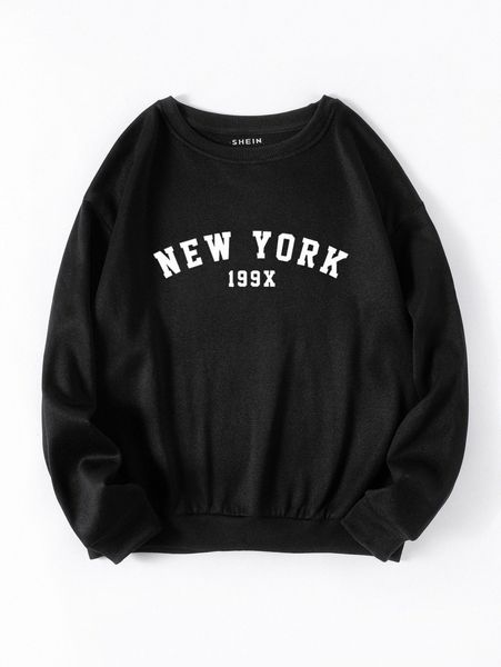 

letter graphic thermal pullover i3n1#, Black