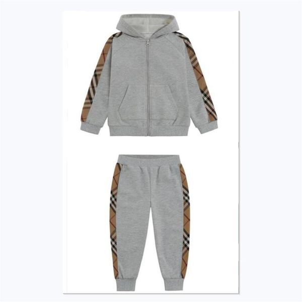 

spring autumn baby boys tracksuits sportswear kids clothing sets boy casual set cotton children plaid zipper hoodies pants joggers2534, White