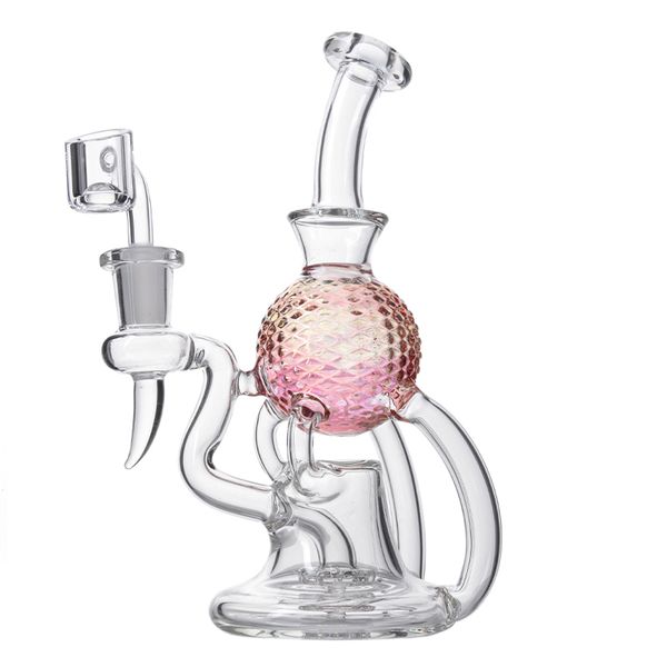 Berauschende Glasbongs Recycler Perc-Wasserpfeifen 14-mm-Innengewinde Wasserpfeifen Duschkopf-Perkolatoren Dickglas-Wasserball-Öl-Dab-Rigs mit Banger