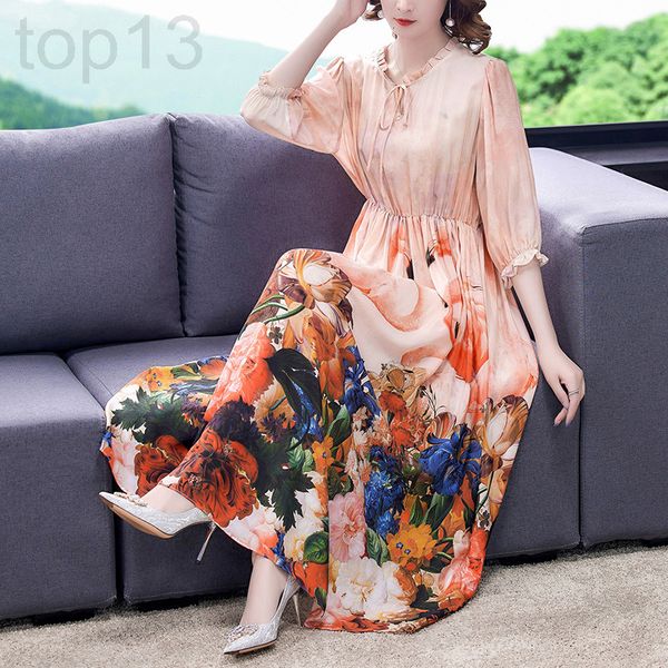

casual dresses designer in the early autumn of 2021, new style celebrity temperament goddess fan silk dress shows thin waist and mulberry si, Black;gray