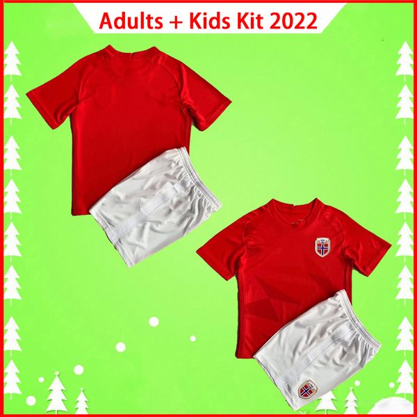 

adults + kids kit with shorts 2022 soccer jerseys home red away blue #23 haaland nation team shirt boys suit sÃ¸rloth Ã¸degaard berge 21 22 23, Black