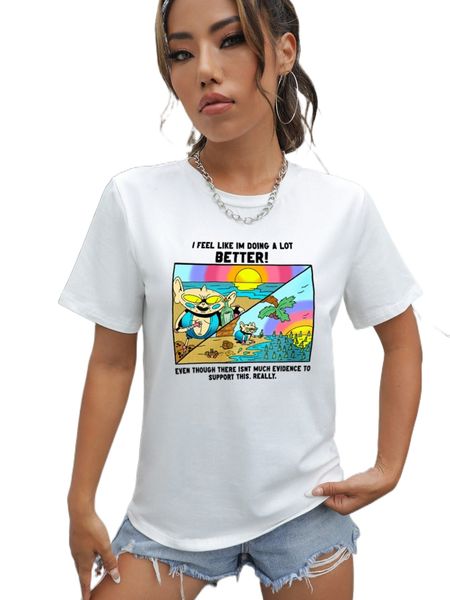 

x moldazor slogan & cartoon graphic tee k9za#, White