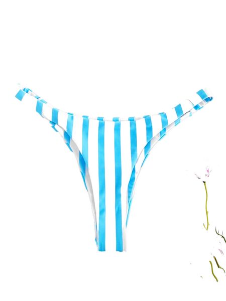 

vertical striped thong bikini bottom e2sg#, White;black