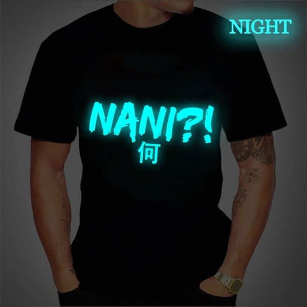 

anime nani t shirt oversized japanese gifts short sleeve tshirt for women men luminous soft breathable plus size tee homme 220608, White;black