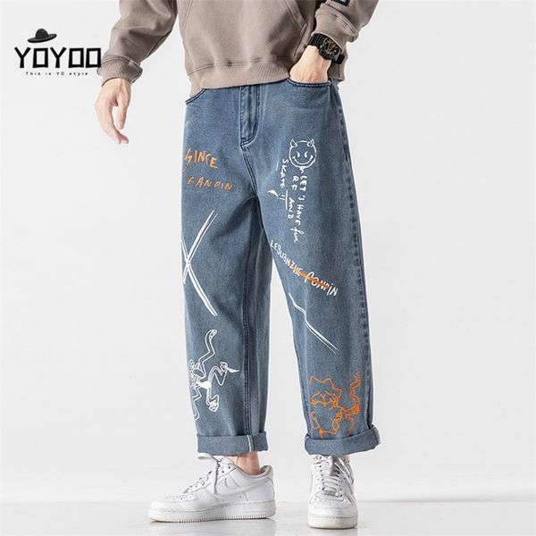 

yoyoo autumn men clothing cotton men jeans oversized streetwear baggy jeans casual loose jean men's cargo pants men man 201128, Blue