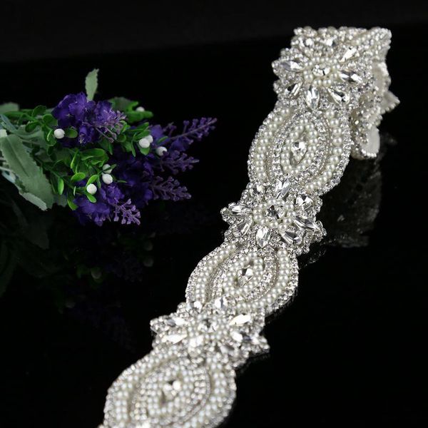 Cinture 1 metro fatto a mano stile fiore perla con perline strass applique cucire su ferro accessori da sposa rifiniture cinture