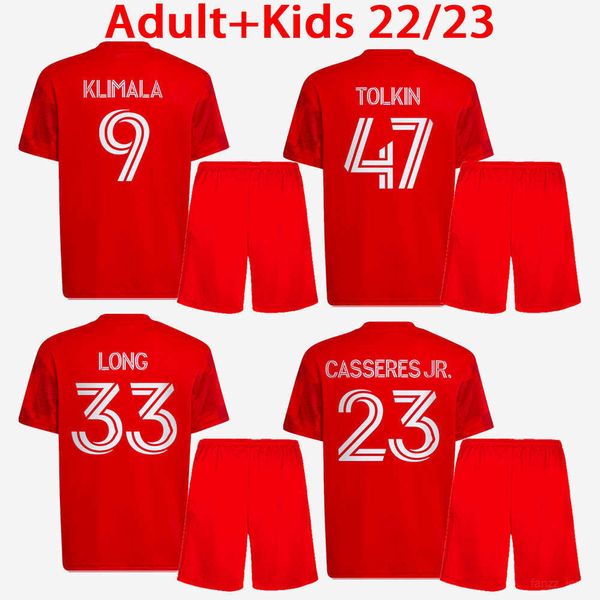 

kids kit 2022 2023 new york soccer jerseys boys sets home away red #9 klimala #47 tolkin #33 long #23 casseres jr. 22 23 child, Black