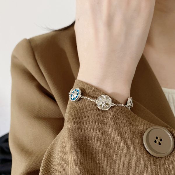

women designer bracelets rose gold color stone astrolabe bracelet brass material electroplated 18k gold, Golden;silver