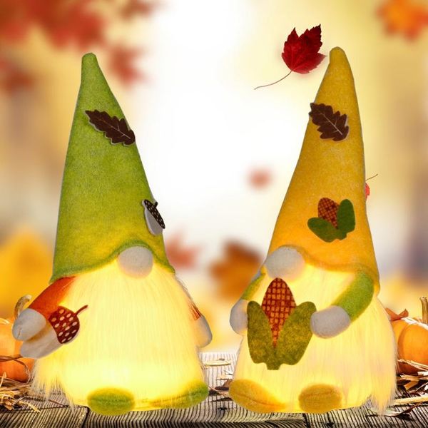Party-Dekoration, Herbstzwerg, schwedischer Nisse-Tomte-Elfenzwerg mit LED-Licht, Erntedankfest-Geschenk