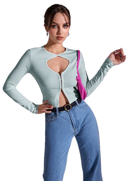 

solid cut out crop tee x3y0#, White