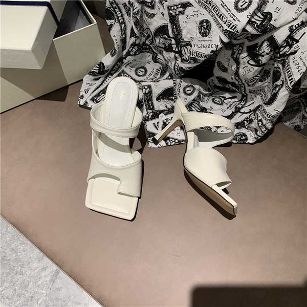 

2021 ladies fashion designer sandals formal shoes luxury flip flops nappa dream square toe casual slippers high heel shoelace box, Black