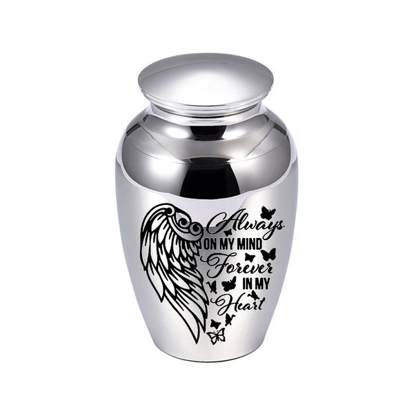

70x45mm heart shaped wings with butterfly cremation pendant memorial urns funeral keepsake for dog cat ashes pet or human urn, Silver