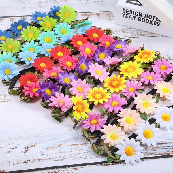 Girasoli bohémien Fiori margherita Fascia per capelli da donna Fascia per capelli per ragazze Festa in spiaggia Copricapo floreale Accessori per capelli morbidi da donna