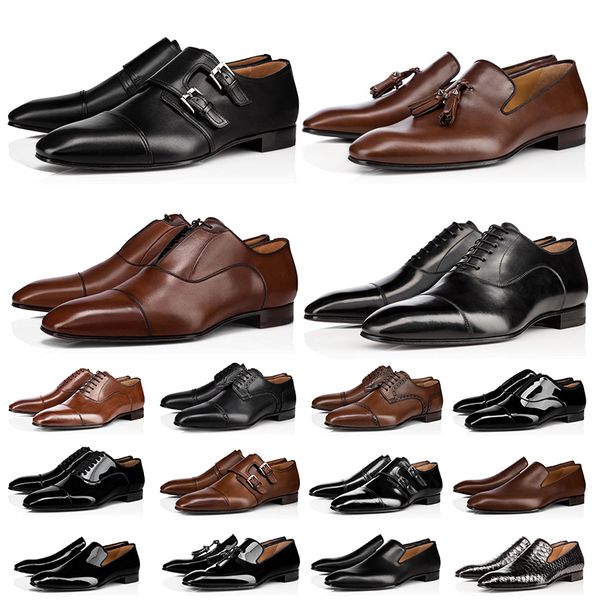 

man dress shoes designers low flat rivets embroidery mens business banquet luxurys patent suede stylist genuine leather sneakers with box, Black