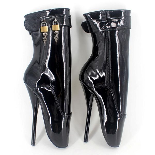 

dhl customized colors gaga ankle boots bellet heels with locks stage show sm fetish boots for oversizes 189i, Black
