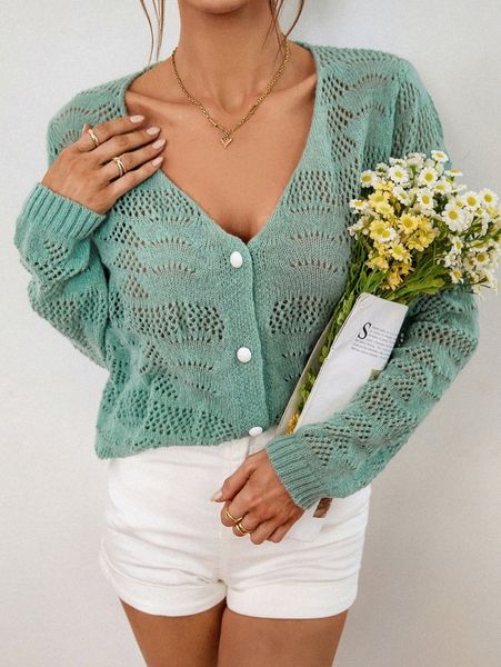

open knit button front cardigan h9wp#, White;black