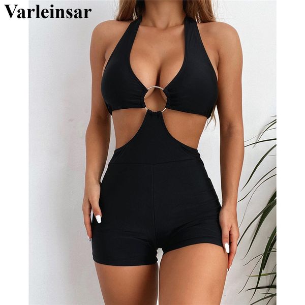 

new colorful printed halter one piece swimsuit women swimwear female cut out monokini bather bathing suit swim lady v2807b, White;black