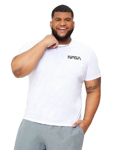 

extended sizes men letter graphic tee v90j#, White;black