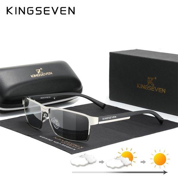 

kingseven fashion pochromic sunglasses men women chameleon polarized pilot sun glasses anti- driving eyeglasses uv400 220511, White;black