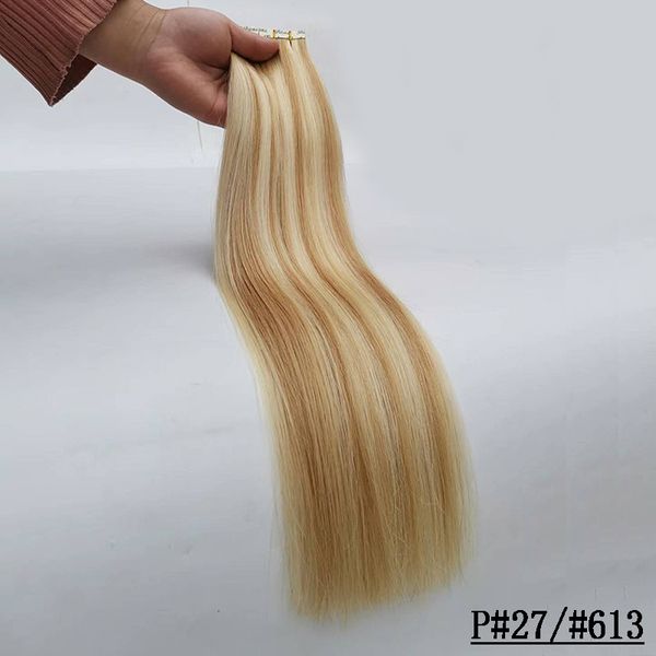P27 613 Невидимая кожаная лента remy лента в человеческих волосах. Блондинка натуральный черный коричневый цвет фортепиано цвет индийский бразильский бесшовные наращивания волос 100 г 40 шт.