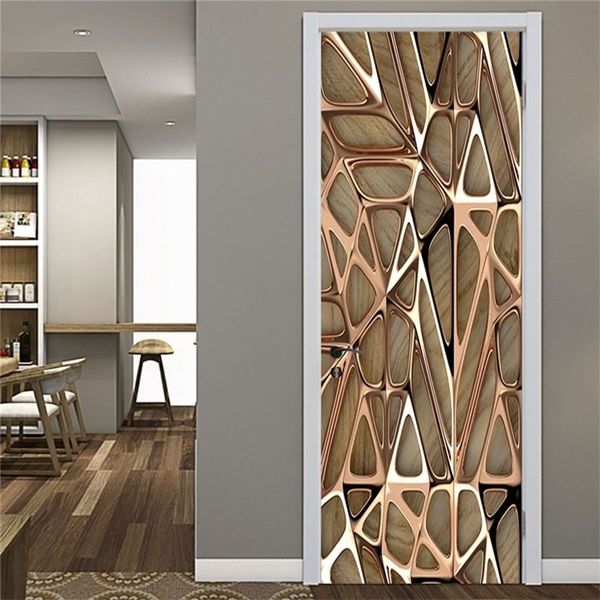 Modern Abstract Wallpaper 3D Art Geometry Decoração Adesivo da porta da porta de estar Sala de estudo Criativo Diy Wall Sticker PVC Wallpaper T200609