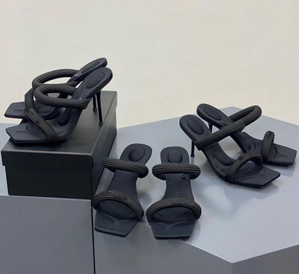 

luxury designer a wang webbing black high heel women sandals soft bottom high-heeled party holiday sandals