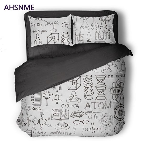 Ahsnme Geek Chemical Formula Cover Cover Set White Black Liding Set Carbon Oxygen равен углекисленным диоксидам.