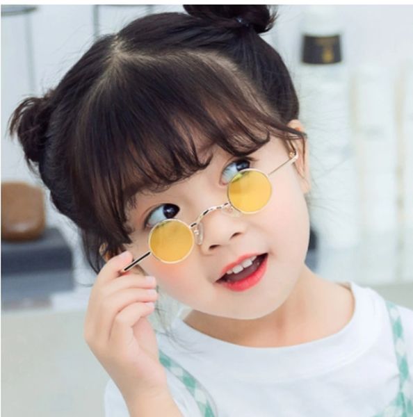 Trendy kleine Metallrahmen Steampunk Kinder Sonnenbrille Jungen Mädchen Vintage Runde Kinder Sonnenbrille klassische Gothic schöne Schutzbrille