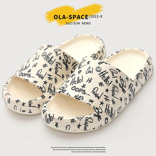 

slippers graffiti women summer slides cartoon shoes eva outdoor soft thick soled non-slip pool indoor home 220826, Black