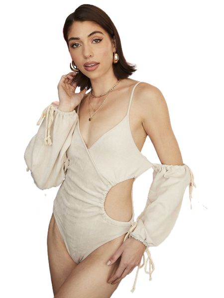 

x tss knot detail cutout cami bodysuit 05tf#, White