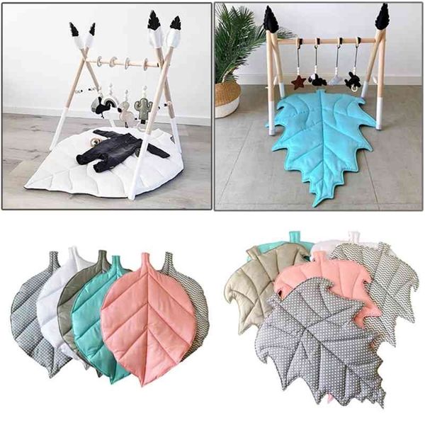 

baby tree leaves shaped game mat playing blanket floor carpet soft cotton climbing pad play mat for infants toddlers room toy 210402