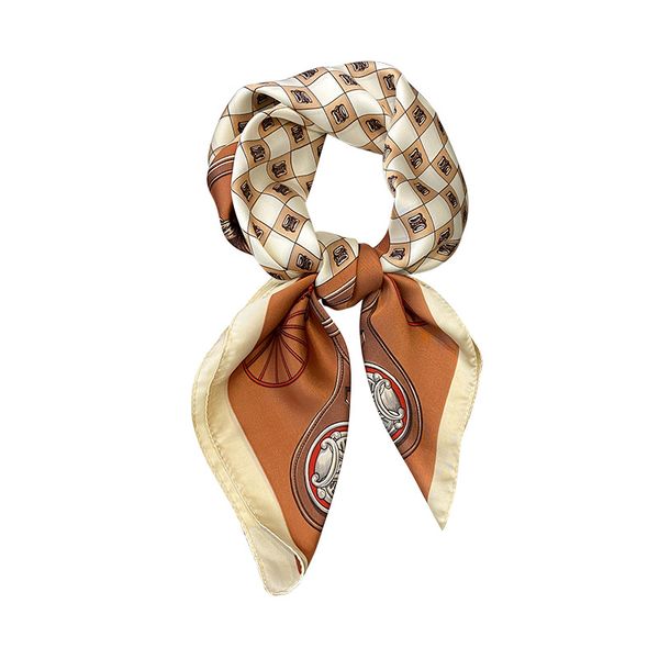 

2022 new printed large kerchief silk scarf wholesale french retro artificial fashion decorative 70 square scarf for women, Blue;gray