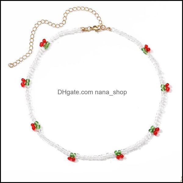 

chokers necklaces pendants jewelry bohemia women arcylic beads necklace cherry decoration collar bijoux femme handmad beaded chunky colar, Golden;silver