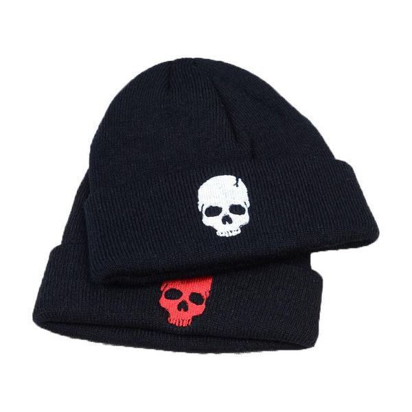 Berretti Teschio Ricamo Cappello Hip Hop Cappello Primavera Donna Berretti invernali Uomo Cappelli papà Lady Berretti da snowboard Skullies Berretto da sci lavorato a maglia caldoBerretti