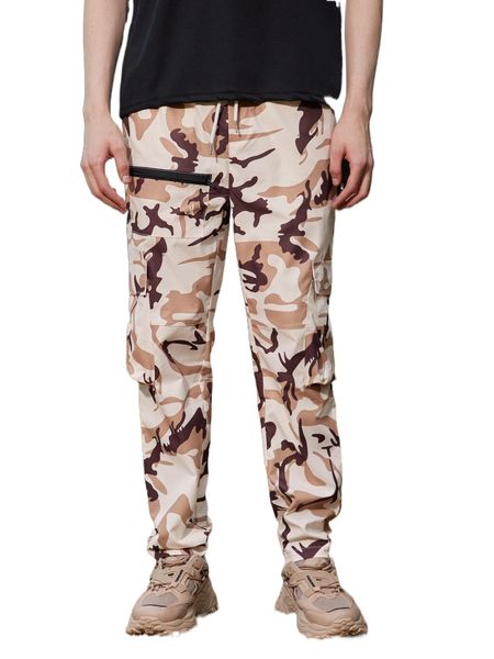 

romwe guys camo print cargo pants l9dm#, Black