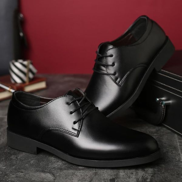 

dress shoes men wedding microfiber leather formal business pointed toe for man men's oxford flats, Black