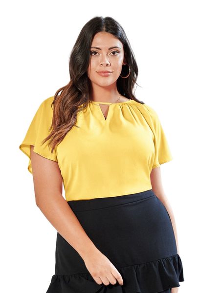 

plus cut out butterfly sleeve blouse b2am#, Black