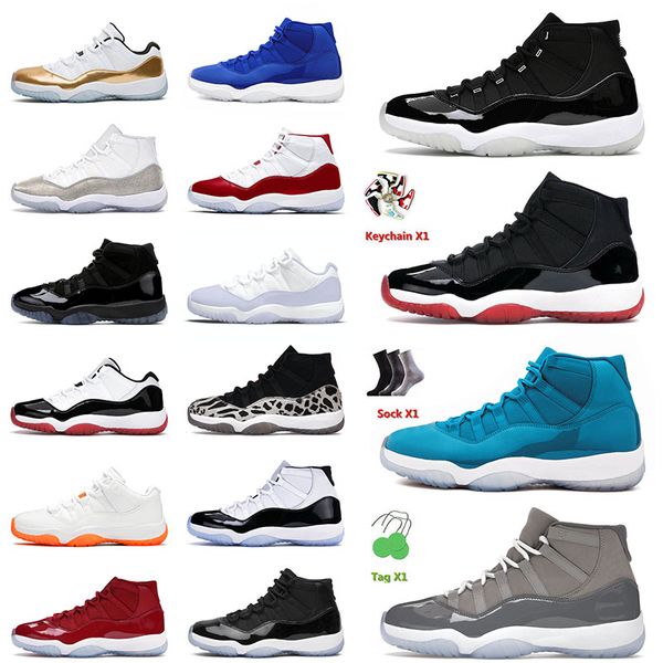 

11 11s xi authentic jumpman mens basketball shoes high bred space jam university blue varsity red metallic silver jorda jorden sneakers trai