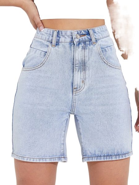 

washed high waist denim shorts i6jm#, White;black