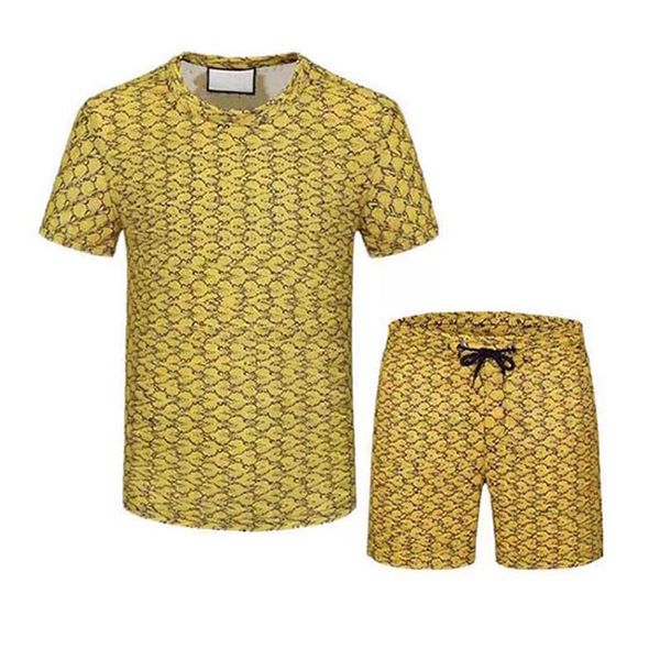 

men's tracksuits summer fashion suit two-piece sports casual sportswear harajuku print short-sleeved t-shirt shorts streetwear -3xl, Gray