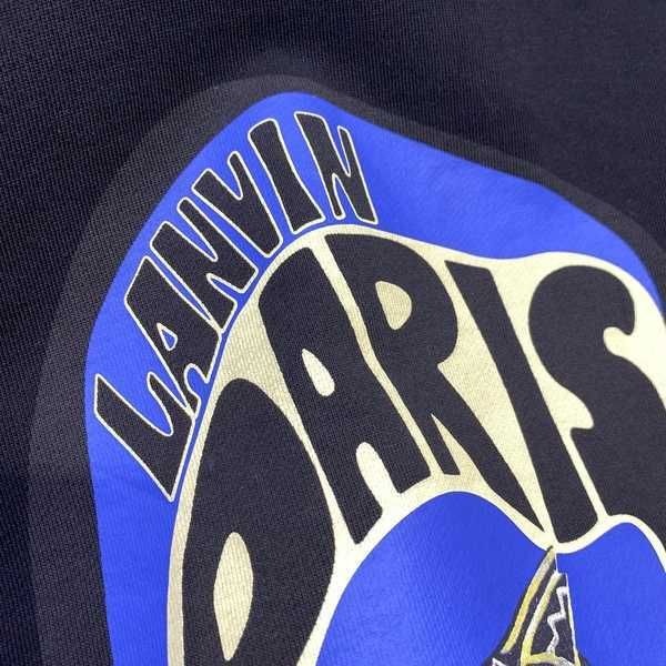 

and women's hoodie pullover men's sweater lanvin autumn and winter cartoon horse print round neck, Black